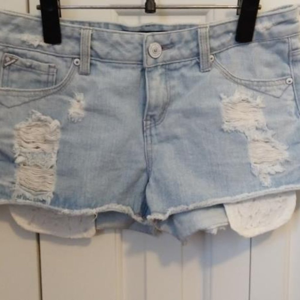 Lace Pockets Denim Jean Shorts